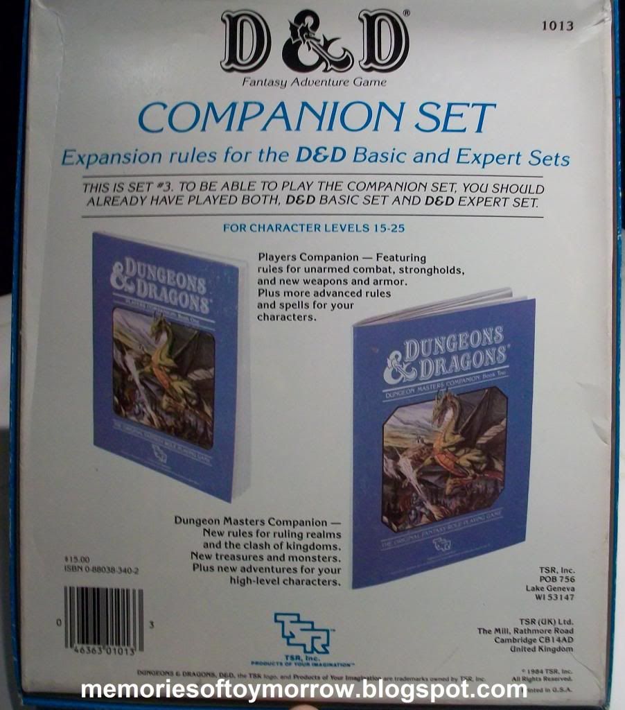 Memories of Toymorrow Dungeons and Dragons Companion Rules Set 3 from TSR